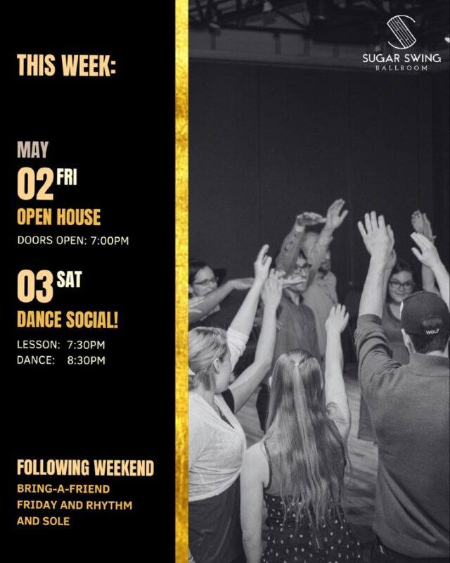 ✨Upcoming Social Dances

Who's already looking forward to the weekend? 🙋🏻‍♂️ 

On Friday, we're hosting our Open House! This is a free event where you can get a taste of our weekly classes, enjoy short 20-minute beginner lessons in a variety of dance styles, and jump into some social dancing. Our bar will be open, and our staff will be around to answer any questions if you're ready to dive into the world of swing! Doors open at 7:00pm.

On Saturday, we're keeping the good vibes rolling with a classic Dance Social! It's the perfect space to enjoy some tunes, meet new people, and dance the night away. Drop-in lesson at 7:30pm, with social dancing starting at 8:30pm.

Have a great week everyone and see you on the dance floor! 🪩