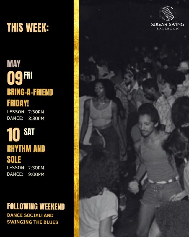 ✨Upcoming Social Dances

This weekend is looking extra fun! 😎

Friday is Bring-a-Friend Night! 👯‍♀️
Grab your favourite dance buddy (or someone new to the floor!) and get 40% off both admissions when you come together. It’s the perfect chance to introduce a friend to the scene or try something new with someone you already love dancing with. Drop-in lesson at 7:30pm, social dancing at 8:30pm!

Saturday is Rhythm and Sole 🕺🏻
We’re giving you access to two parties with just one ticket: a House dance party upstairs and a Swing party downstairs. Feeling one vibe more than the other? Float between floors as you like.
Drop-in lessons kick off at 7:30pm with Lindy Hop, followed by House at 8:15pm. Dancing goes strong from 9:00pm ‘til midnight.

As always, our dances are beginner-friendly and require no partner.

See you on the dance floor! 🪩