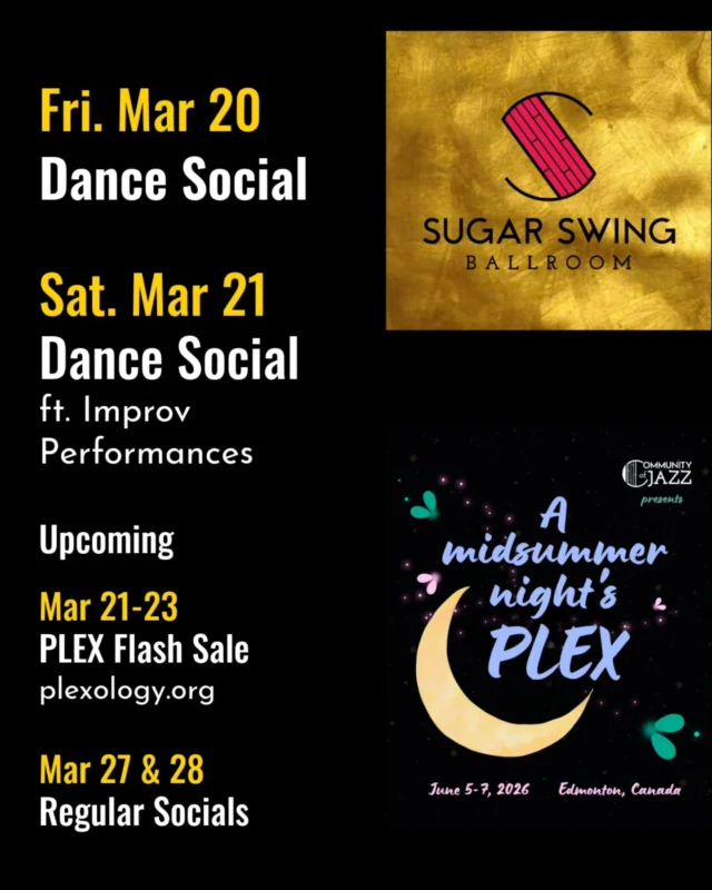 Prairie Lindy Exchange, June 5-7, is happening at our venue. FLASH SALE Sat-Mon, March 21-22!

Saturday is another light-hearted round of improv performances ft. @and.a.panda @supashrimp @redbean000 @reindeer.e @mags.wilson @birkley_dub hosted by @savoyjedi . See y'all there!