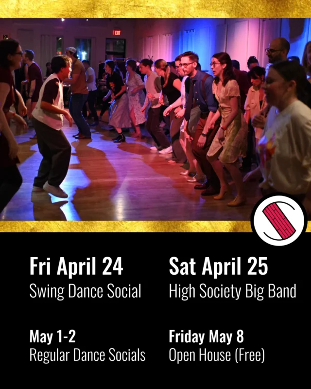 ✨ Live music this Saturday! 
🕢 7:30 PM - Join our fun beginner drop-in lesson!
💃 8:30 PM - Dance begins!
🌙 Ending 'round midnight
No partner? No problem! Perfect for beginners!

🎟️ Admission:
💲 Friday: $14 + $2 for the lesson
💲 Saturday: $35, lesson included!

Whether you're a first-timer or just looking to have fun, our beginner drop-in lesson is for you. Don’t miss out!