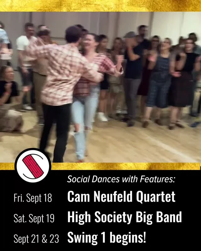 Live music both nights this weekend, and Swing 1 starts on Monday and Wednesday! The next 2 weekends of social dances has some great features:

Fri. Sept 18 - LIVE MUSIC: Cam Neufeld Quartet ft. Billi Zizi ($25). Hot club swing, which is great for Lindy Hop, Balboa and some blues.

Sat. Sept 19 - LIVE MUSIC: High Society Big Band ($35). We are collaborating with the Trad Jazz Society to bring you the High Society Little Big Band!

Sept 21 & 23 - Swing 1 begins. No partner needed and no experience needed - register at the link in bio.

Fri. Sept 25 - Sparkle & Shine, with a DJ feature on Lionel Hampton. Wear something that catches the light!

Sat. Sept 26 - Improv Performances. Come enjoy performances... totally improvised!

Oct 1, 2, 3, 4: Lindy Harvest!!! Be sure to come to come to 1 or more nights for our biggest party of the year! 

Sept 25 and 26 are regular nights, $14 admission + $2 lesson.

10019 80 Ave NW

Music: @bradshigeta Little Big Band
Dancers: Birkley, Christina, Turlough, Czarina 
Event: @lindyharvest 2024
Video: @sissirini